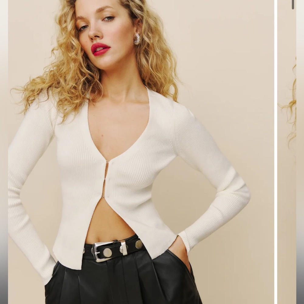 Reformation Kaitlyn cotton cardigan XS fior di latte